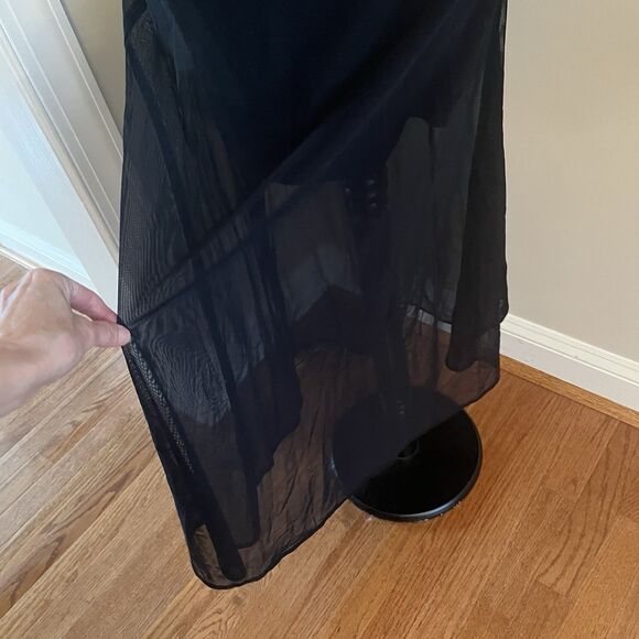 Vtg FAVIANA  Sheer Mesh Midi Dress 4 Black Whimsigoth Fairy Grunge Gothic Indie - Picture 10 of 14